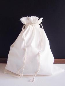 White Cotton Bag 12x14 with Ivory Stitching - 12" x 14"