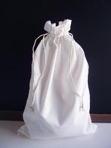 White Cotton Bag 10x16 with Ivory Stitching - 10" x 16"