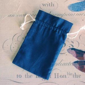Blue Cotton Bag with Ivory Drawstring 4x6 - 4" x 6"