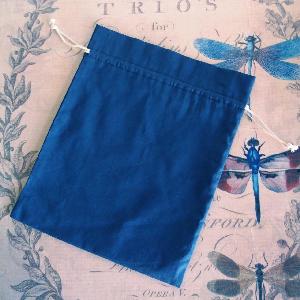 Blue Cotton Bag with Ivory Drawstring 8x10 - 8" x 10"