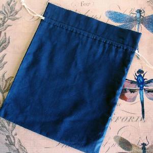 Blue Cotton Bag with Ivory Drawstring 10x12 - 10" x 12"