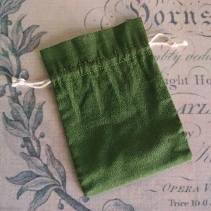Green Cotton Bag with Ivory Drawstring 5x7 - 5" x 7"
