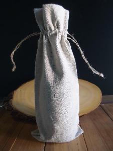 Linen Wine Bag with Jute Cord - 6" x 14"