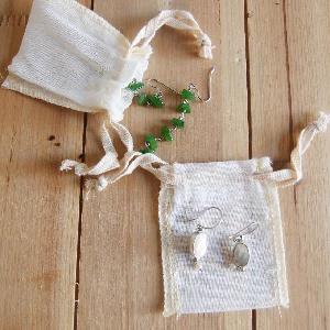 Natural Muslin Bags with Serged Edge 2x3 - 2" x 3" 