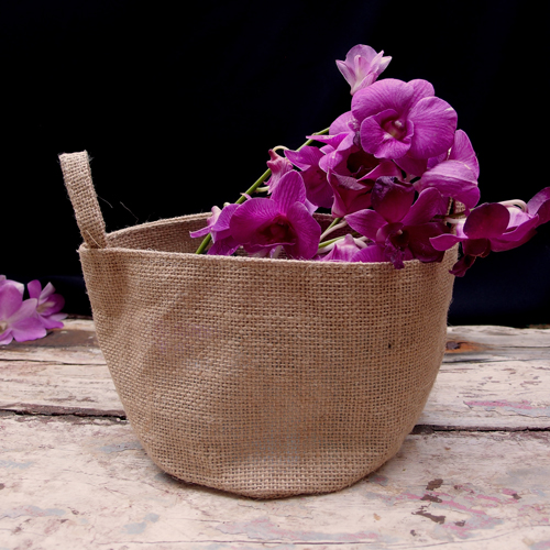 Burlap Jute Baskets - 6 1/2" Dia x 6" H