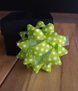 Green & White Dots 2" Star Bows - 2" Star Bows