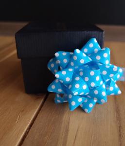 Blue with White Dots 2" Star Bows - 2" Star Bows