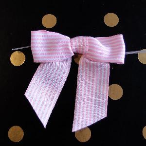 Pink & White Striped 3" Pre-tied Bows - 7/8" 