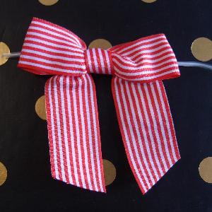 Red & White Striped 3" Pre-tied Bows - 7/8" 