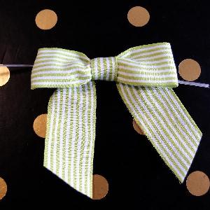 Green & White Striped 3" Pre-tied Bows - 7/8" 