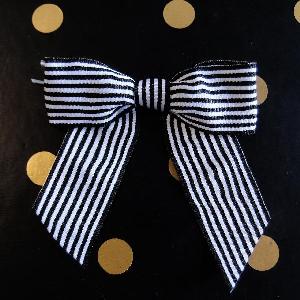 Black & White Striped 3" Pre-tied Bows - 7/8" 