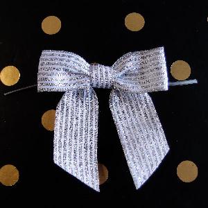 Silver & White Striped 3" Pre-tied Bows - 7/8" 