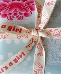 It's A Girl Pink Printed Baby Shower Cotton Ribbon