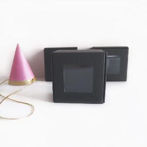 Black Tab Lock Folding Boxes with Window  2  x 2   - 2  x 2  x 1 H