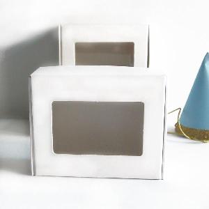 White Tab Lock Folding Boxes with Window 3 1/2 x 2 3/4 - 3 1/2 x 2 3/4 x 1 1/8H