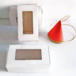 White Tab Lock Folding Boxes with Window 4  x 2  - 4  x 2  x 1 H