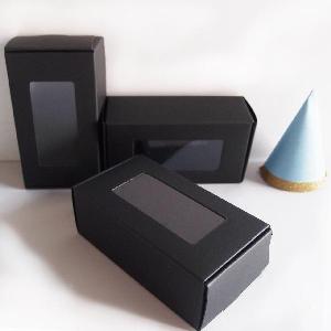 Black Tab Lock Folding Boxes with Window 4  x 2  - 4  x 2  x 1 H