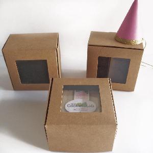Natural Tab Lock Folding Boxes with Window 4 x 4 -  4 x 4 x 2 H