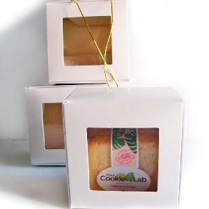 White Tab Lock Folding Boxes with Window 4 x 4 -  4 x 4 x 2 H