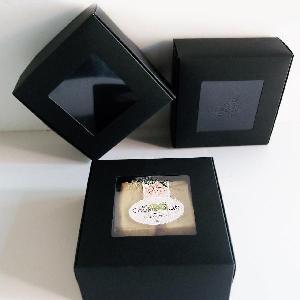 Black Tab Lock Folding Boxes with Window 5 x 5 - 5 x 5 x 2H