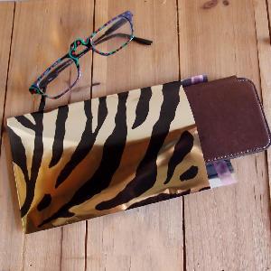 Gold and Black Zebra 4 ¾ x 7 1/4 Adhesive Merchandise Bag - 4 3/4"W x 7 3/4"