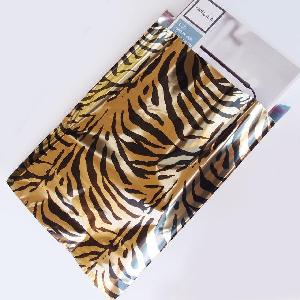 Gold and Black Zebra 13 " x 19" Adhesive Merchandise Bag - 13 " x 19"