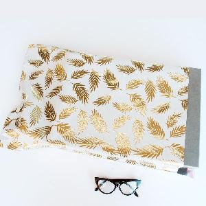 Gold Leaf on White 15 " x 22 3/8" Adhesive Merchandise Bag - 15 " x 22 3/8"