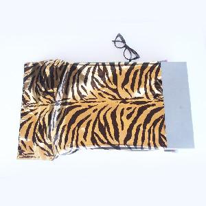 Gold and Black Zebra 15 " x 22 3/8" Adhesive Merchandise Bag - 15 " x 22 3/8"