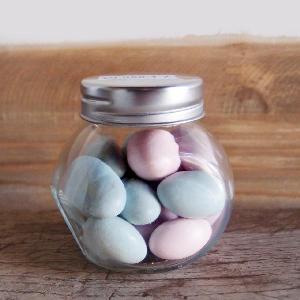 Small Clear Glass Slanted Candy Jar with Screw on Lids  - 6.5 x 5 x 6.5 cm 