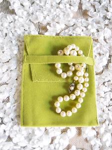 Green Velvet Flapover Jewelry Pouch 3 x 4