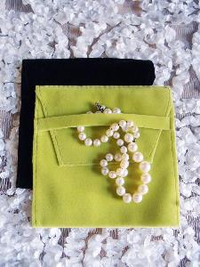 Green Velvet Flapover Jewelry Pouch 4  x 4 