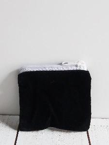 Black Velvet Zippered Bag with White Zipper 3.5" x 3" - 3.5" x 3"