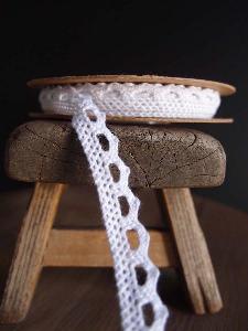 White Cotton Lace Bobbinet Ribbon - 1/2" x 10Y