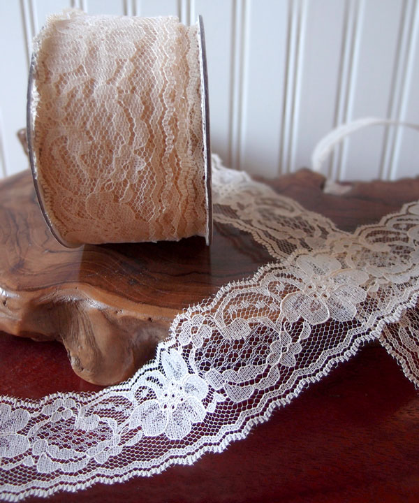 Ivory Chantilly Lace Ribbon - 2" x 25Y