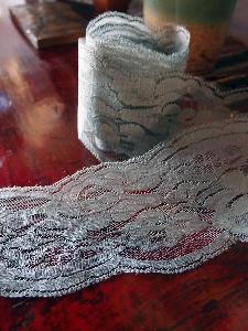 Gray Chantilly Lace Ribbon - 4" x 10Y