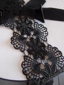 Black Floral Lace Ribbon - 3" x 5Y