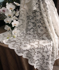 Ivory Floral Lace Square Table Overlay - 54" x 54"