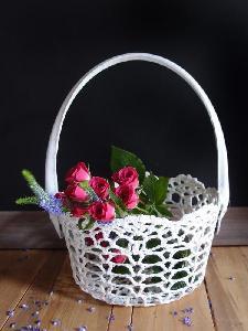 Stiffened Lace Basket - 4" dia bottom, 5"H