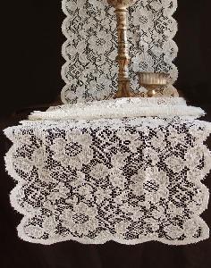 Ivory Floral Lace Table Runner - 18" x 96"