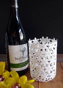 Stiffened Lace Vase & Wine Bottle Holder 5" - 3 "W x 5"H  