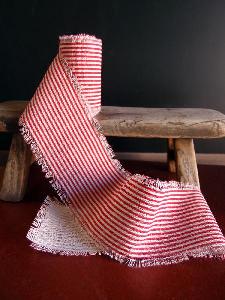 Red Striped Linen Ribbon - Striped Linen Ribbon