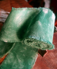 Green Tie-dyed Linen Ribbon