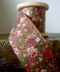 Vintage Floral Print on Brown Ribbon