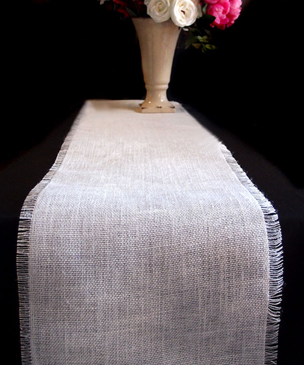 White Burlap Jute Table Runner - 108" long x 12.5" wide