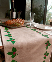 Mistletoe Printed Jute and Cotton Blend Table Runner