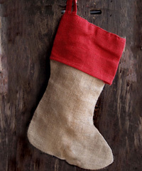 Burlap Christmas Stocking Red Cuff 17 inch