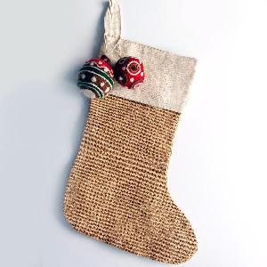 Burlap Stocking w/ Canvas Cuff 17 inch - 6/pk