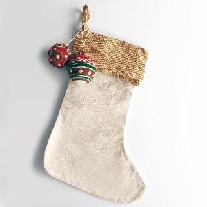 Canvas Stocking w/ Burlap Cuff 17 inch - 6/pk