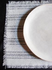 Linen Place Mat Pewter Gray Stripes - 15.5" x 11.5"