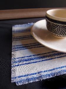 Linen Place Mat Blue Stripes  - 15.5" x 11.5"